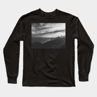 Rio de Janeiro's Copacabana Beach With Dramatic Sky in Black and White Long Sleeve T-Shirt